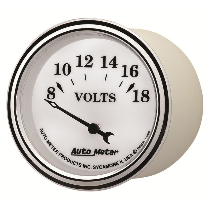 AutoMeter - AutoMeter Gauge Voltmeter 2-1/16in. 18V Elec Old Tyme White II - Demon Performance