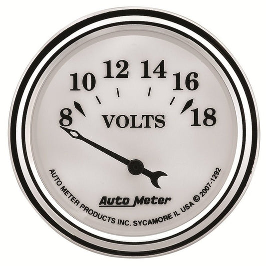 AutoMeter - AutoMeter Gauge Voltmeter 2-1/16in. 18V Elec Old Tyme White II - Demon Performance