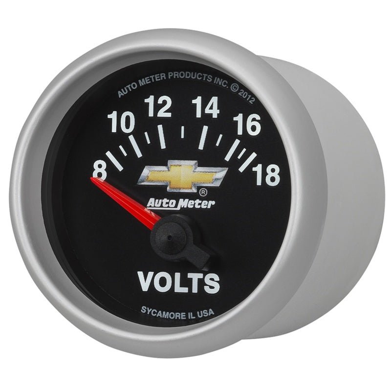AutoMeter - AutoMeter Gauge Voltmeter 2-1/16in. 18V Electric Chevy Gold Bowtie - Demon Performance