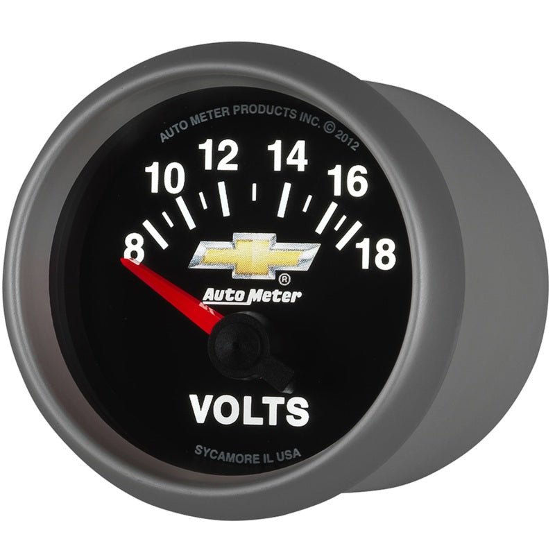 AutoMeter - AutoMeter Gauge Voltmeter 2-1/16in. 18V Electric Chevy Gold Bowtie - Demon Performance