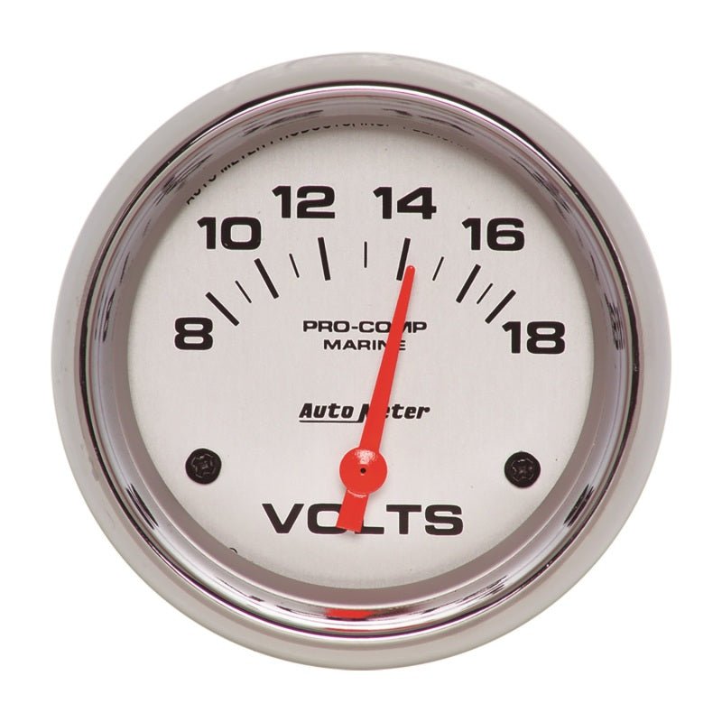 AutoMeter - AutoMeter Gauge Voltmeter 2-5/8in. 18V Electric Marine Chrome - Demon Performance
