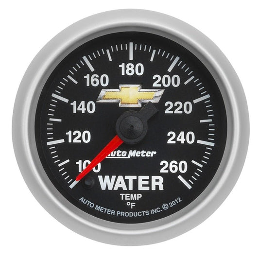 AutoMeter - AutoMeter Gauge Water Temp 2-1/16in. 100-260 Deg. F Digital Stepper Motor Chevy Gold Bowtie - Demon Performance