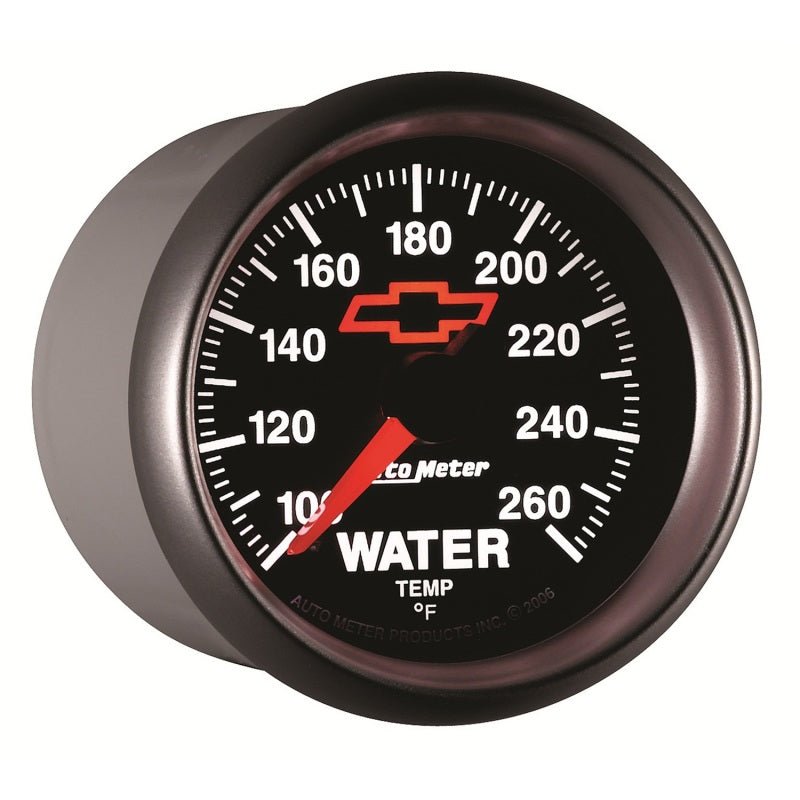 AutoMeter - AutoMeter Gauge Water Temp 2-1/16in. 100-260 Deg. F Digital Stepper Motor Chevy Red Bowtie Black - Demon Performance