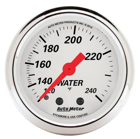 AutoMeter - AutoMeter Gauge Water Temp 2-1/16in. 120-240 Deg. F Mech Arctic White - Demon Performance