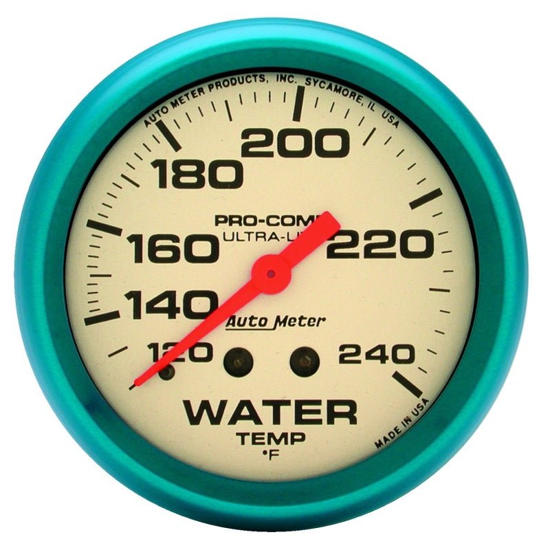 AutoMeter - AutoMeter Gauge Water Temp 2-5/8in. 120-240 Deg. F Mech. Glow In The Dark Ultra-Nite - Demon Performance