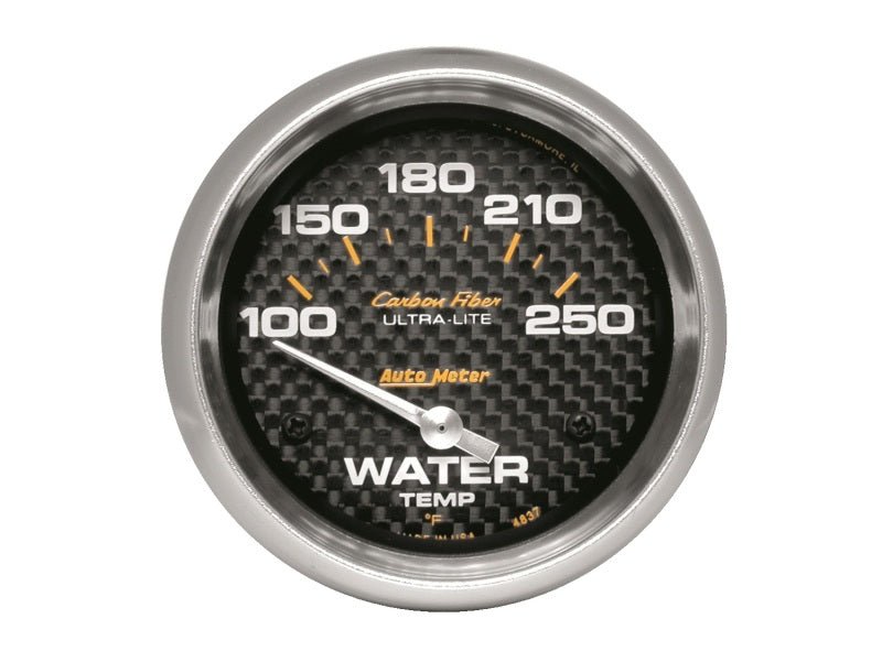 AutoMeter - AutoMeter Gauge Water Temp 2-5/8in (66.7mm) 100-250F Electric Carbon Fiber - Demon Performance
