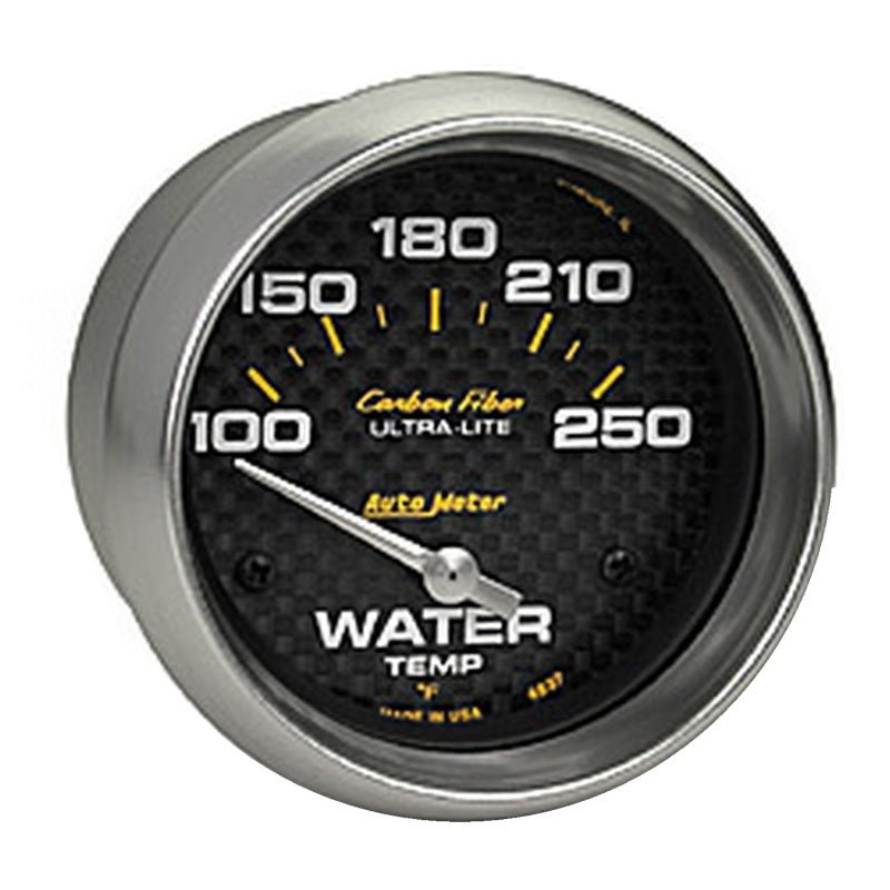 AutoMeter - AutoMeter Gauge Water Temp 2-5/8in (66.7mm) 100-250F Electric Carbon Fiber - Demon Performance