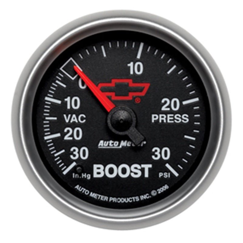 AutoMeter - Autometer GM Bowtie 52mm Full Sweep Electronic 30 In Hg-Vac/30 PSI Vacuum/Boost Gauge - Demon Performance