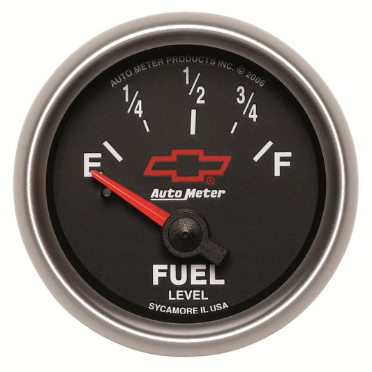 AutoMeter - Autometer GM Bowtie Black 2-1/16 Fuel Level, 0-90 , Air-Core 8-18V - Demon Performance