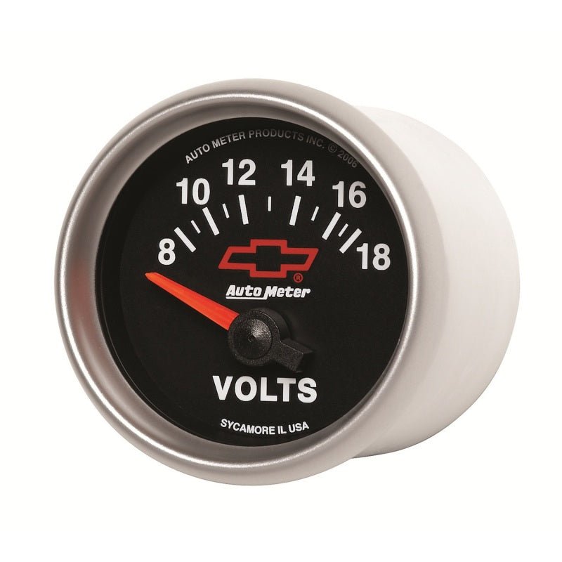 AutoMeter - Autometer GM Bowtie Black 2-1/16 Voltmeter 8-18V - Demon Performance