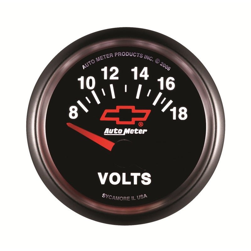 AutoMeter - Autometer GM Bowtie Black 2-1/16 Voltmeter 8-18V - Demon Performance
