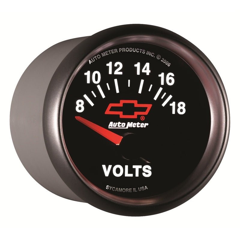 AutoMeter - Autometer GM Bowtie Black 2-1/16 Voltmeter 8-18V - Demon Performance