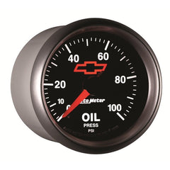 AutoMeter - Autometer GM Bowtie Black 2-1/16in 0-100 PSI Oil Pressure - Stepper Motor - Demon Performance