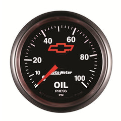 AutoMeter - Autometer GM Bowtie Black 2-1/16in 0-100 PSI Oil Pressure - Stepper Motor - Demon Performance