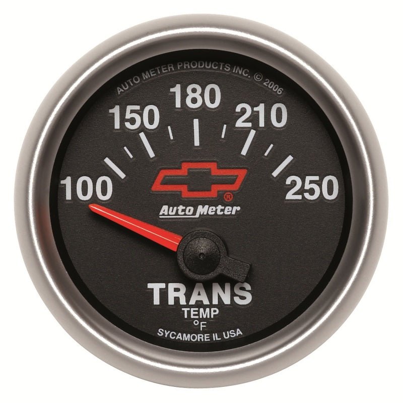 AutoMeter - Autometer GM Bowtie Black 2-1/16in 100-250 Degree F Electronic Transmission Temperature Gauge - Demon Performance