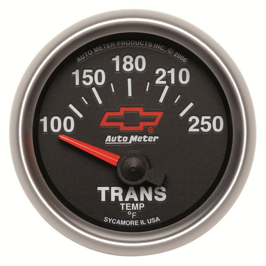 AutoMeter - Autometer GM Bowtie Black 2-1/16in 100-250 Degree F Electronic Transmission Temperature Gauge - Demon Performance