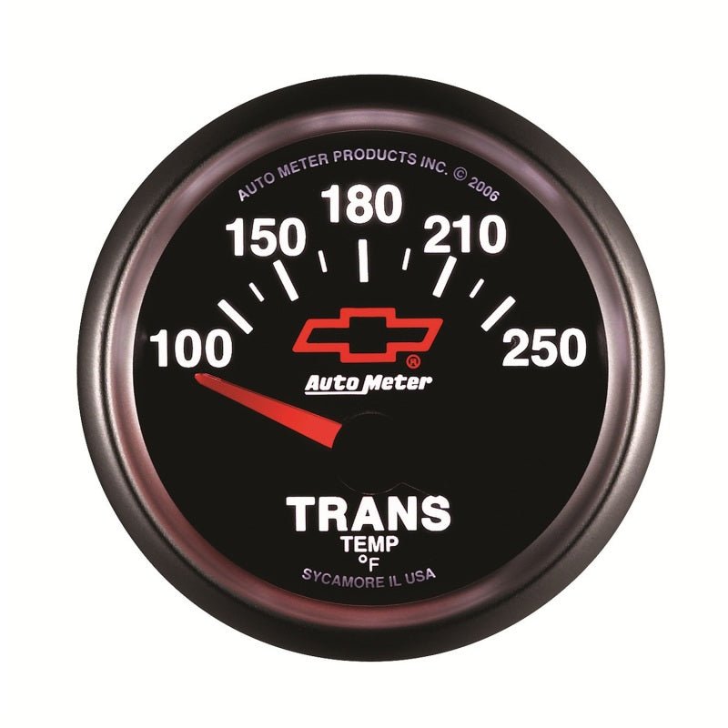 AutoMeter - Autometer GM Bowtie Black 2-1/16in 100-250 Degree F Electronic Transmission Temperature Gauge - Demon Performance