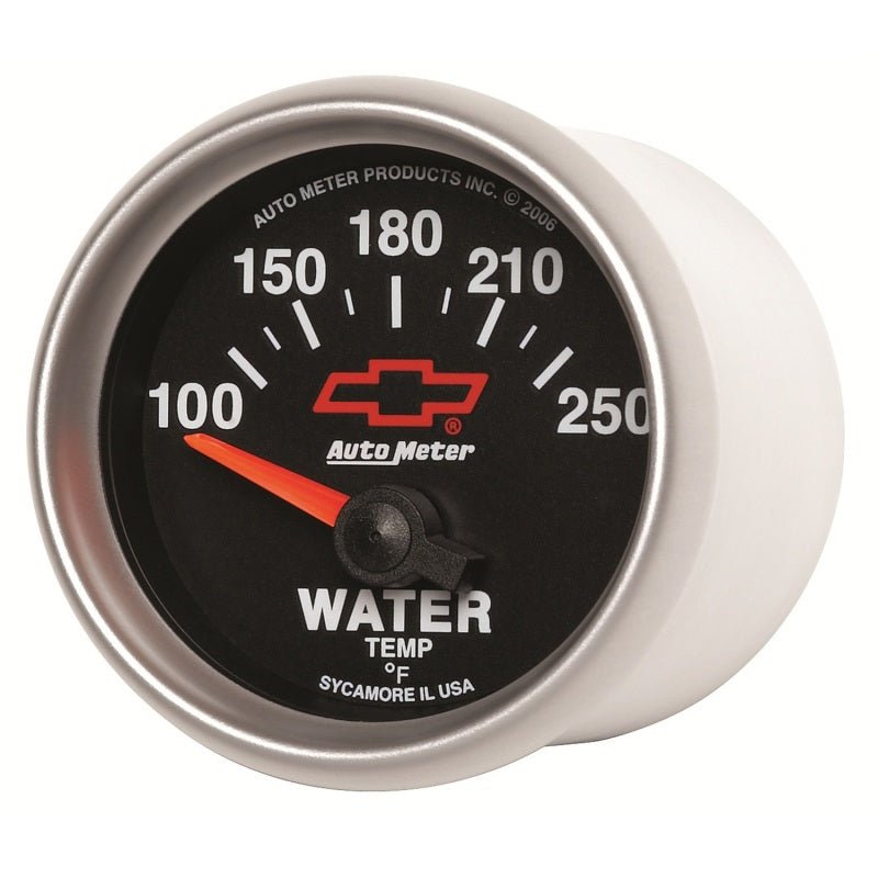 AutoMeter - Autometer GM Bowtie Black 2-1/16in 100-250 F Pedestal Electronic Water Temp Gauge - Demon Performance