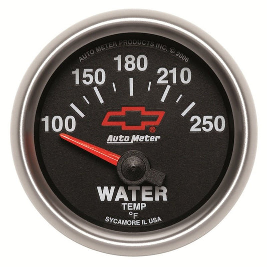 AutoMeter - Autometer GM Bowtie Black 2-1/16in 100-250 F Pedestal Electronic Water Temp Gauge - Demon Performance