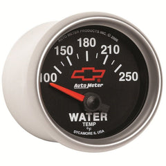 AutoMeter - Autometer GM Bowtie Black 2-1/16in 100-250 F Pedestal Electronic Water Temp Gauge - Demon Performance