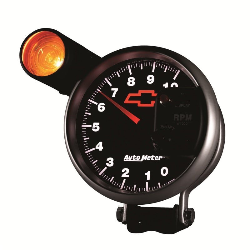 AutoMeter - Autometer GM Bowtie Black 5in 10000 RPM Pedestal Electronic Tachometer w/ Ext Shift Light - Demon Performance