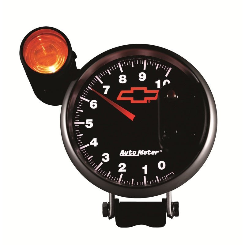 AutoMeter - Autometer GM Bowtie Black 5in 10000 RPM Pedestal Electronic Tachometer w/ Ext Shift Light - Demon Performance
