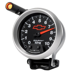 AutoMeter - Autometer GM Red Bowtie Black 3-3/4in 0-10000 RPM Pedestal Mount Tachometer Quick-Lite - Demon Performance