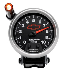 AutoMeter - Autometer GM Red Bowtie Black 3-3/4in 0-10000 RPM Pedestal Mount Tachometer Quick-Lite - Demon Performance