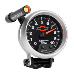 AutoMeter - Autometer GM Red Bowtie Black 3-3/4in 0-10000 RPM Pedestal Mount Tachometer Quick-Lite - Demon Performance