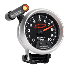 AutoMeter - Autometer GM Red Bowtie Black 3-3/4in 0-10000 RPM Pedestal Mount Tachometer Quick-Lite - Demon Performance