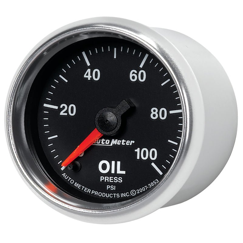 AutoMeter - Autometer GS Series 2-1/16in Oil Pressure Gauge 100PSI Electric Full Sweep - Demon Performance