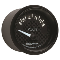 AutoMeter - Autometer GT Series 52mm Short Sweep Electronic 8-18 Volts Voltmeter - Demon Performance