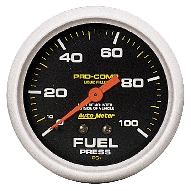 AutoMeter - Autometer Liquid Filled Mechanical 2-5/8inch 100 PSI Fuel Pressure Gauge - Demon Performance