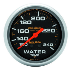 AutoMeter - Autometer Liquid Filled Mechanical 66.7mm 120-240 deg F Water Termperature Gauge w/ 12in Tubing - Demon Performance