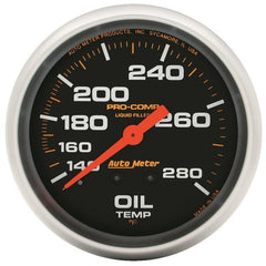 AutoMeter - Autometer Liquid Filled Mechanical 66.7mm 140-280 deg F Oil Termperature Gauge Includes 12 ft Tubing - Demon Performance