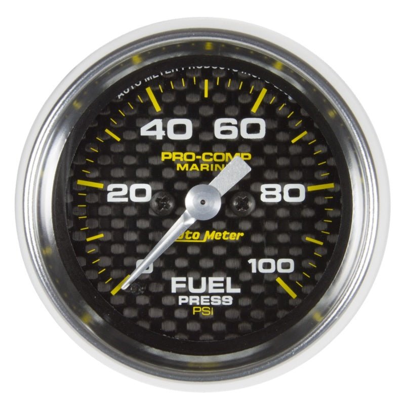 AutoMeter - Autometer Marine Carbon Fiber 2-1/16in 100 PSI Digital Stepper Motor Fuel Pressure Gauge - Demon Performance
