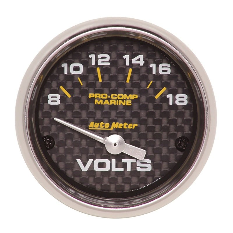 AutoMeter - Autometer Marine Carbon Fiber 2-1/16in 18V Electric Voltmeter Gauge - Demon Performance