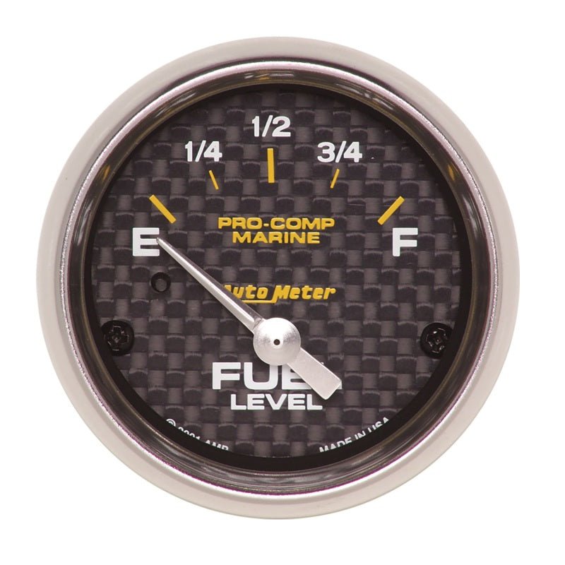 AutoMeter - Autometer Marine Carbon Fiber 2-1/16in 240-33 Ohms Electric Fuel Level Gauge - Demon Performance
