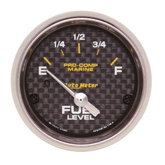 AutoMeter - Autometer Marine Carbon Fiber 2-1/16in 240-33 Ohms Electric Fuel Level Gauge - Demon Performance