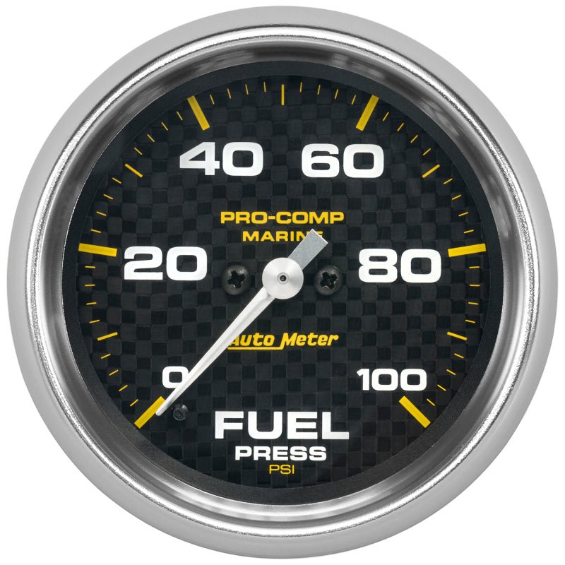 AutoMeter - Autometer Marine Carbon Fiber 2-5/8in 100 PSI Digital Stepper Motor Fuel Pressure Gauge - Demon Performance