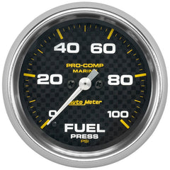 AutoMeter - Autometer Marine Carbon Fiber 2-5/8in 100 PSI Digital Stepper Motor Fuel Pressure Gauge - Demon Performance