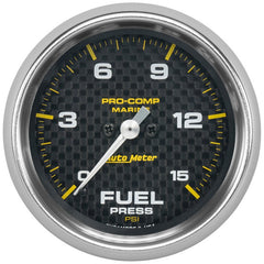 AutoMeter - Autometer Marine Carbon Fiber 2-5/8in 15 PSI Digital Stepper Motor Fuel Pressure Gauge - Demon Performance