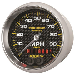 AutoMeter - Autometer Marine Carbon Fiber 3-3/8in 100MPH GPS Speedometer Gauge - Demon Performance