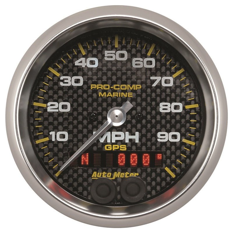 AutoMeter - Autometer Marine Carbon Fiber 3-3/8in 100MPH GPS Speedometer Gauge - Demon Performance