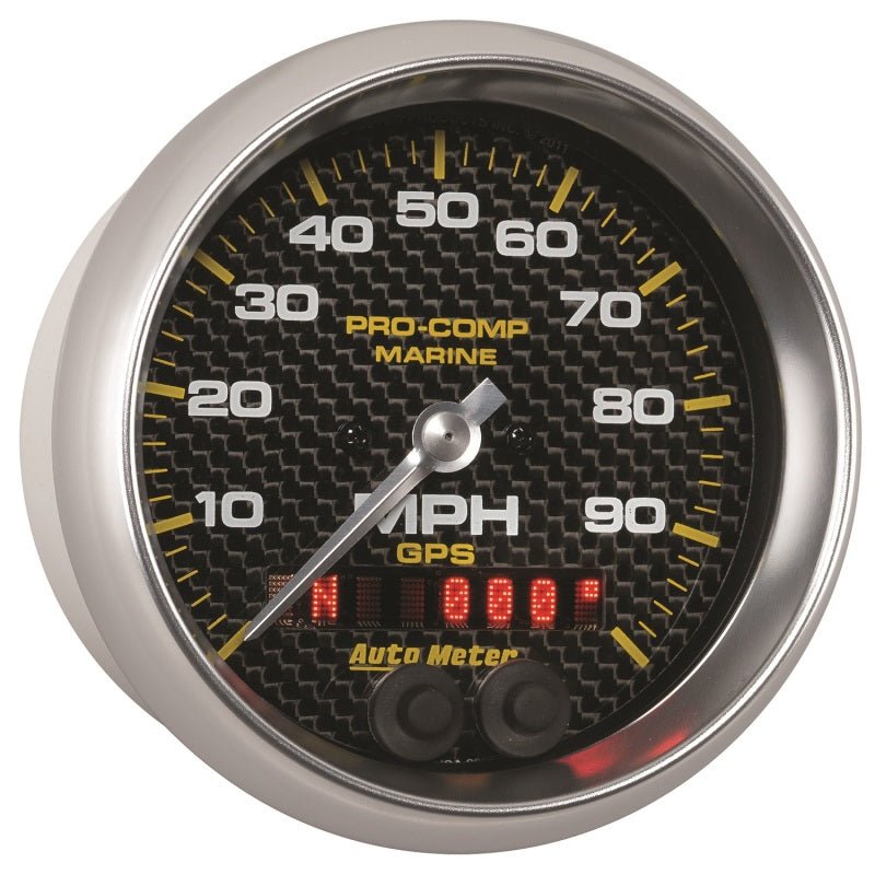 AutoMeter - Autometer Marine Carbon Fiber 3-3/8in 100MPH GPS Speedometer Gauge - Demon Performance