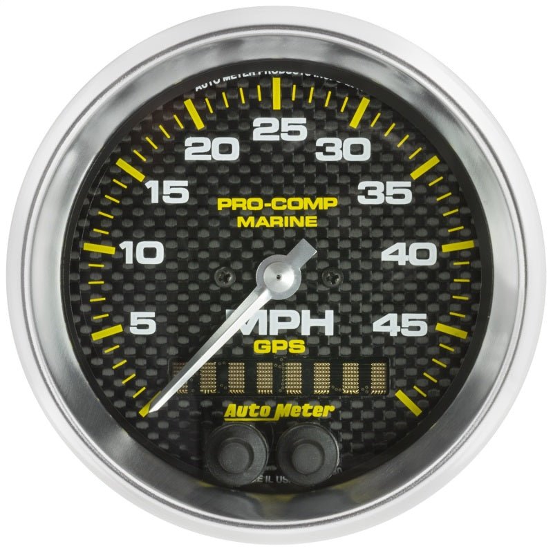 AutoMeter - Autometer Marine Carbon Fiber 3-3/8in 50MPH GPS Speedometer Gauge - Demon Performance