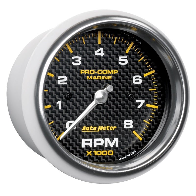 AutoMeter - Autometer Marine Carbon Fiber 3-3/8in 8k RPM Tachometer - Demon Performance