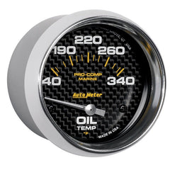 AutoMeter - Autometer Marine Carbon Fiber Electric Oil Temperature Gauge 2-5/8in 140-300 Deg F - Demon Performance