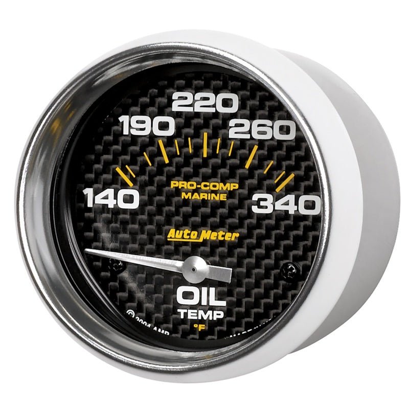 AutoMeter - Autometer Marine Carbon Fiber Electric Oil Temperature Gauge 2-5/8in 140-300 Deg F - Demon Performance