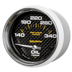 AutoMeter - Autometer Marine Carbon Fiber Electric Oil Temperature Gauge 2-5/8in 140-300 Deg F - Demon Performance